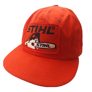 Vintage STIHL Chainsaws Full Fabric Patch Red Snapback Adjustable Hat Cap